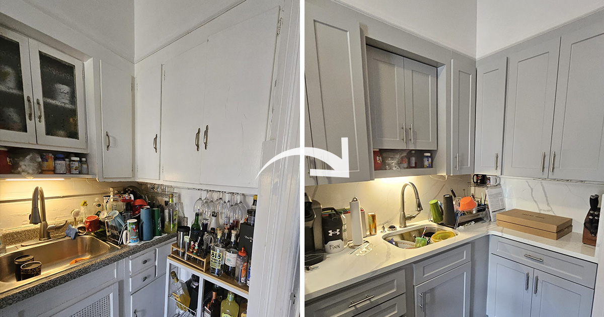 Custom Cabinets and New Countertops Breathe Life Into a Manhattan Kitchen - Countertops For Small Kitchens In Manhattan