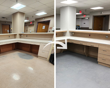 Hospital Cabinet Refacing Job in Yonkers