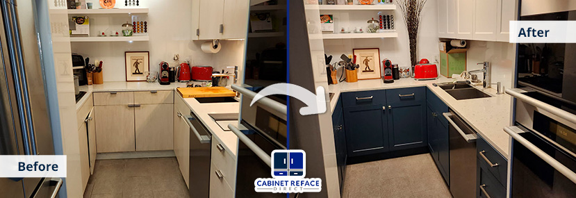 Before and After of Cabinet Refacing