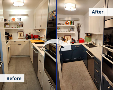 Before and After of Cabinet Refacing in Manhattan