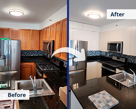 Kitchen with Refaced Cabinets in Manhattan